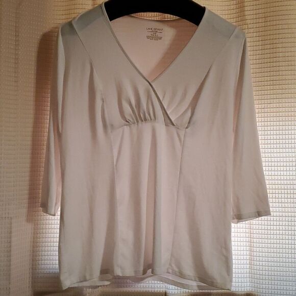 LANE BRYANT TEE  WHITE 3/4 SLEEVE 14-16 - Picture 1 of 4